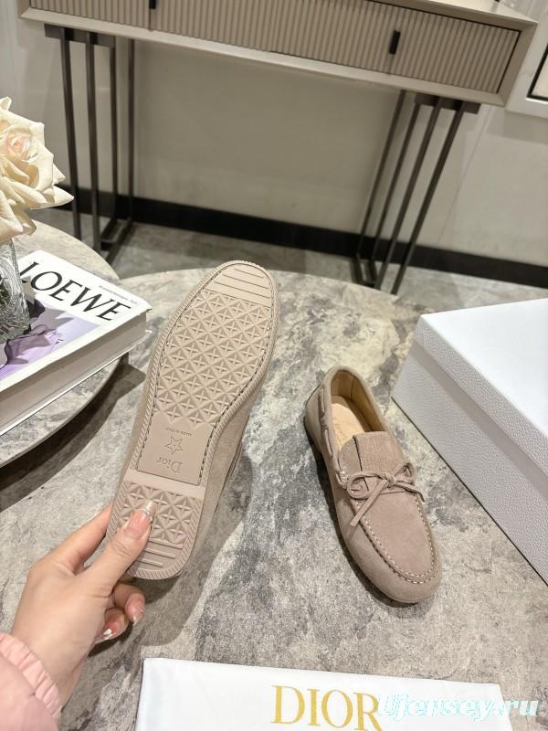 2025 Women Dior Beige Suede Loafers