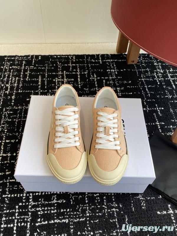 2025 Women Celine Pink Canvas Leather Sneakers