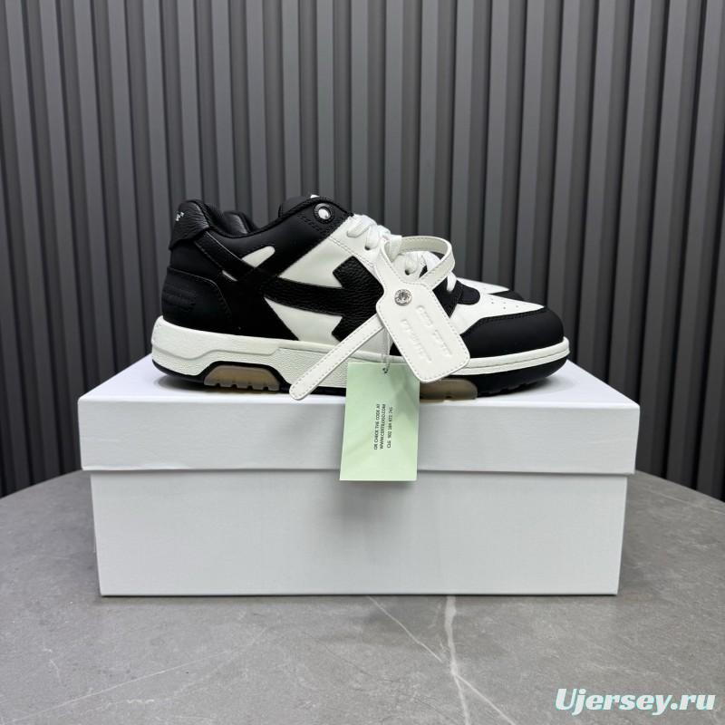 2025 Unisex Off-White Black White Leather Sneakers KFY00310(F/W)