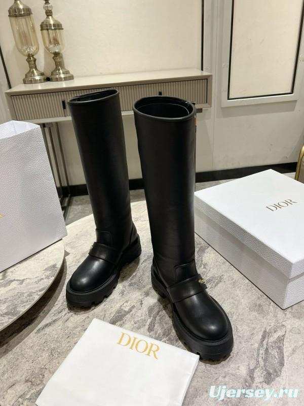 2024 Women Dior Black Leather Boots CJ Serial