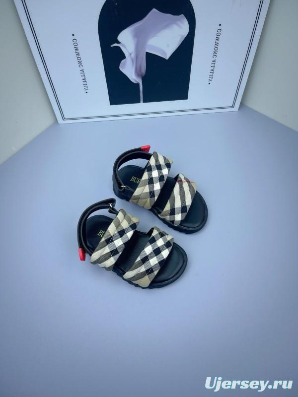 2025 Kids Burberry Beige Black Check Cotton Sandals