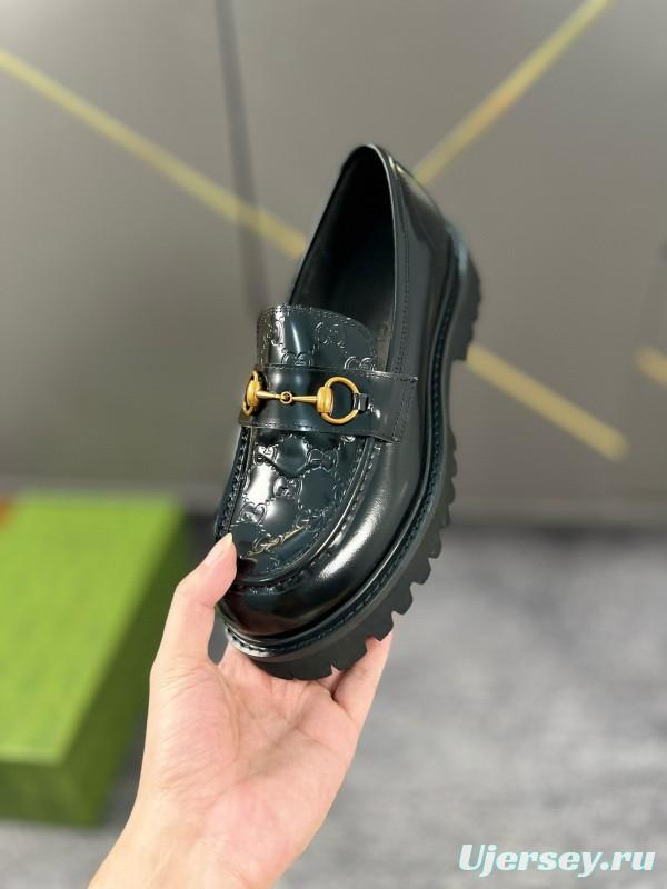 2024 Women Gucci Black Leather Formal Shoes MJ00300