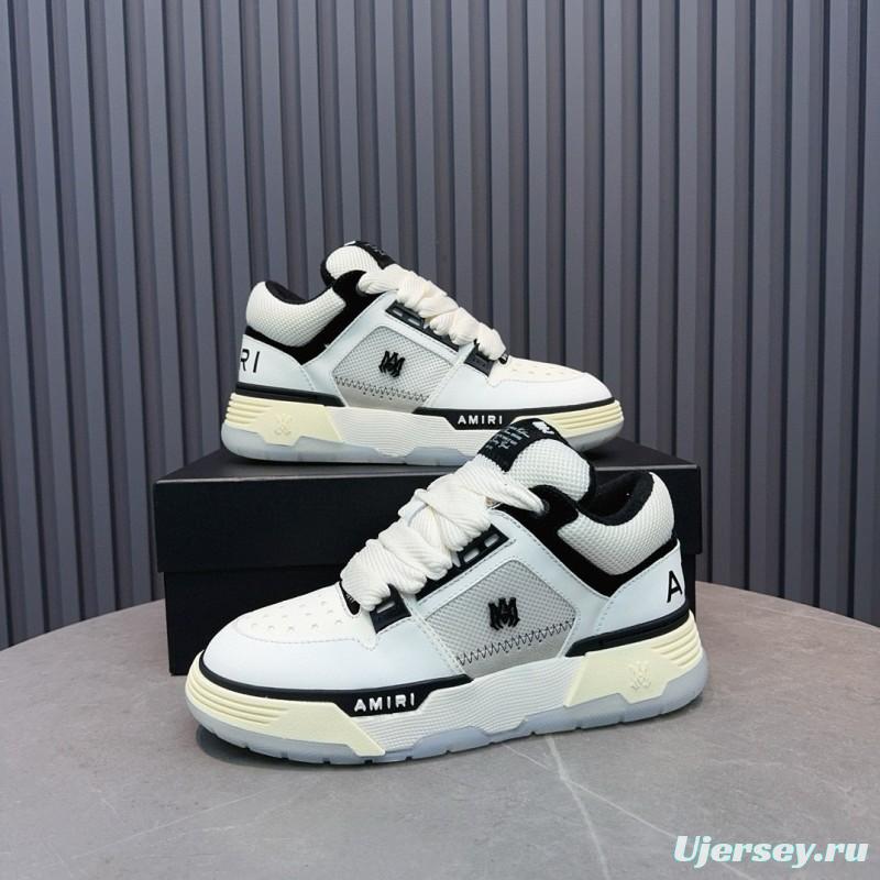 2024 Unisex Amiri White Black Leather Sneakers MJ00360