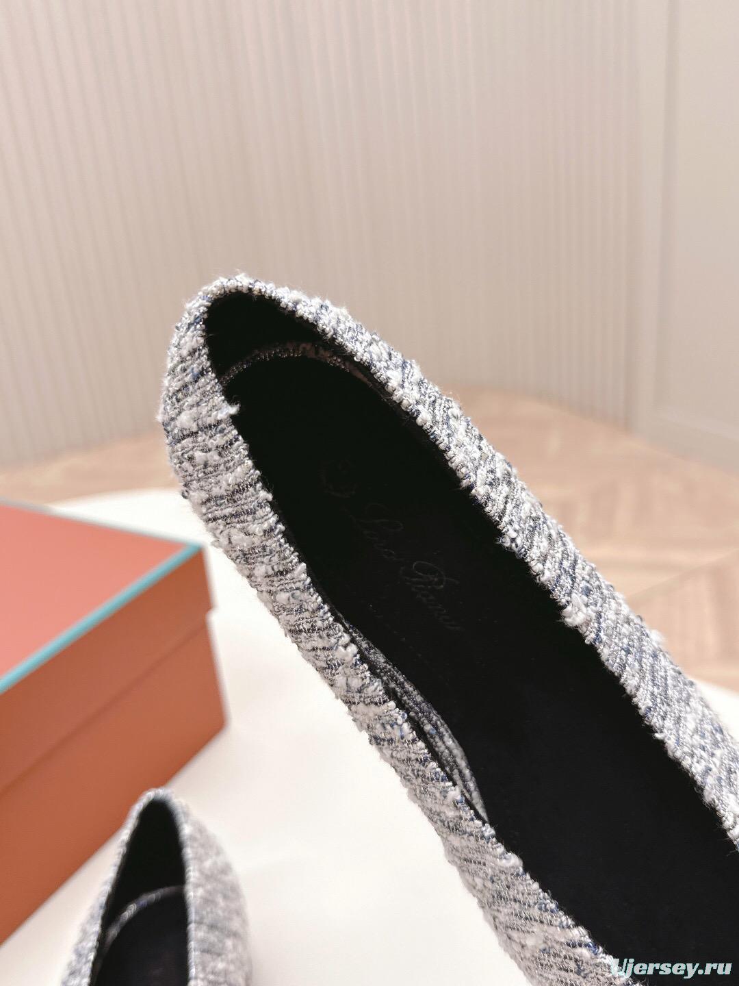 2025 Women Le Parmentier Grey Blue Knitted Leather Loafers