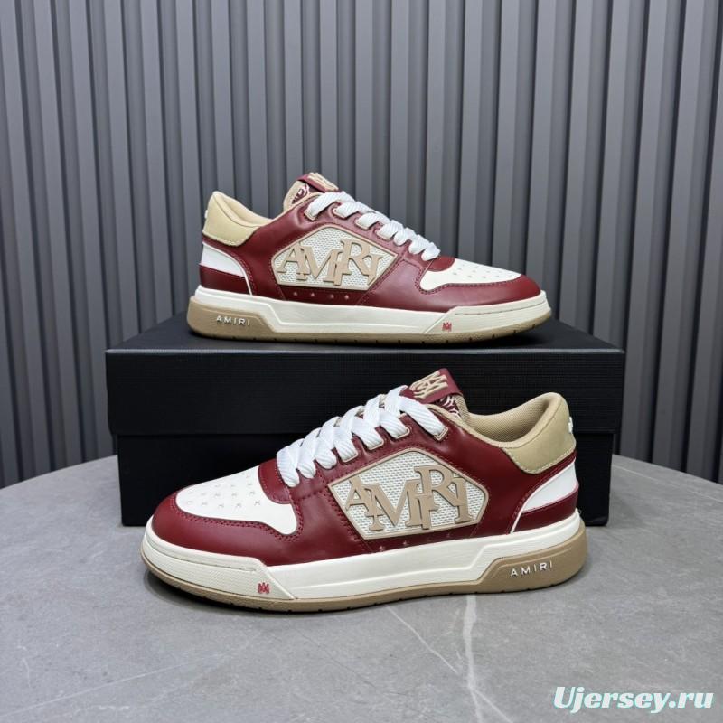 2025 Unisex Amiri Red White Beige Leather Sneakers MJ00360