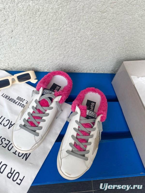 2024 Slippers GGDB White Pink Shearling Slippers MJ00280