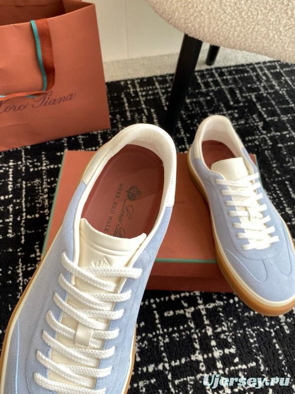 2024 Unisex Loro Piana Light Blue White Custom Leather Sneakers MJ00320