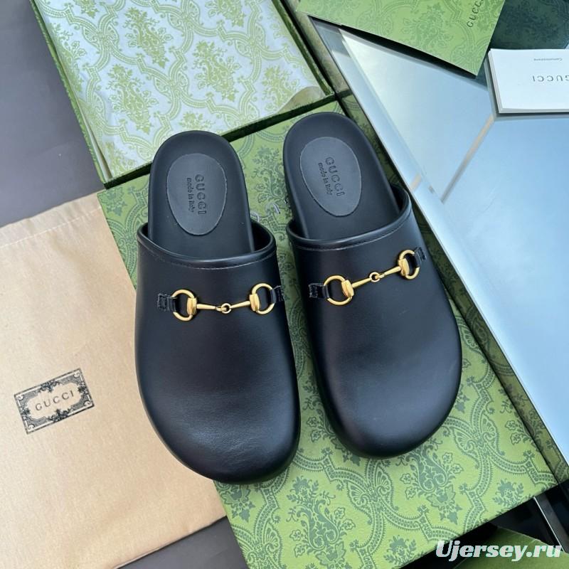 2024 Slippers Gucci Black Leather Slippers