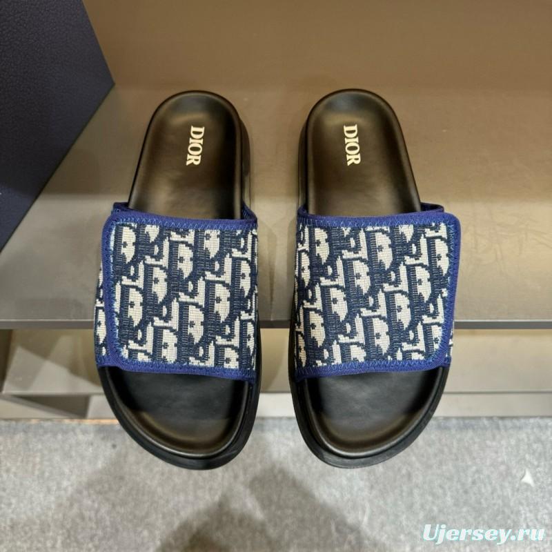 2024 Dior Blue White Fabric Slippers MJ00180