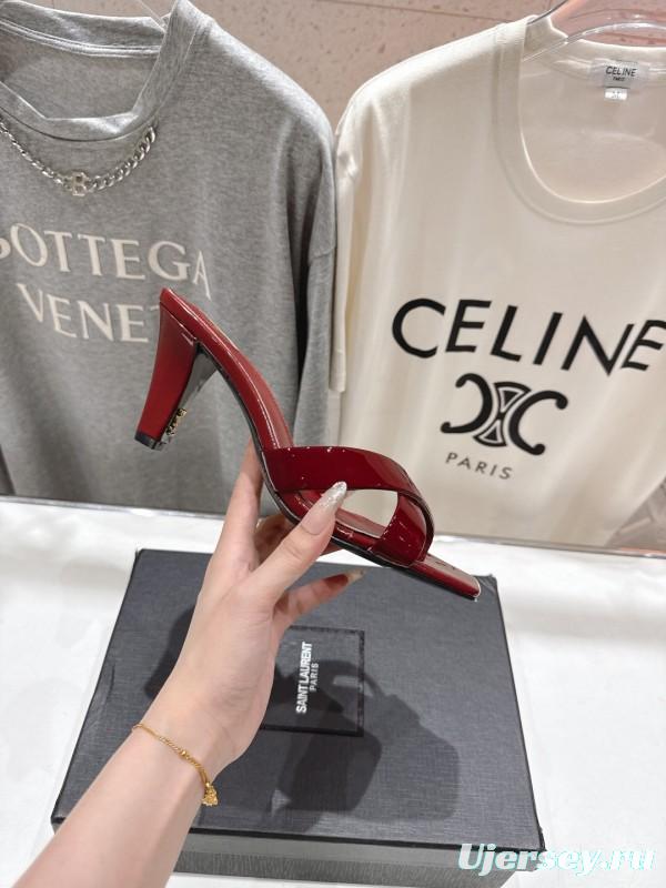 2025/Women Yves Saint Laurent Red Patent Leather Elegant High Heel Sandals LY00360(F)