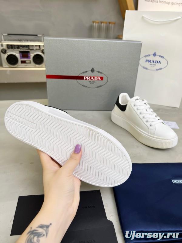 2024 Unisex Prada White Black Leather Sneakers MJ00310