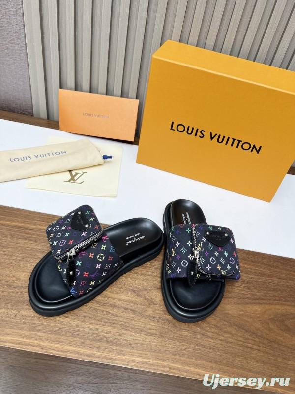 2025 Slippers Louis Vuitton Multicolor Canvas Slippers KFY00230