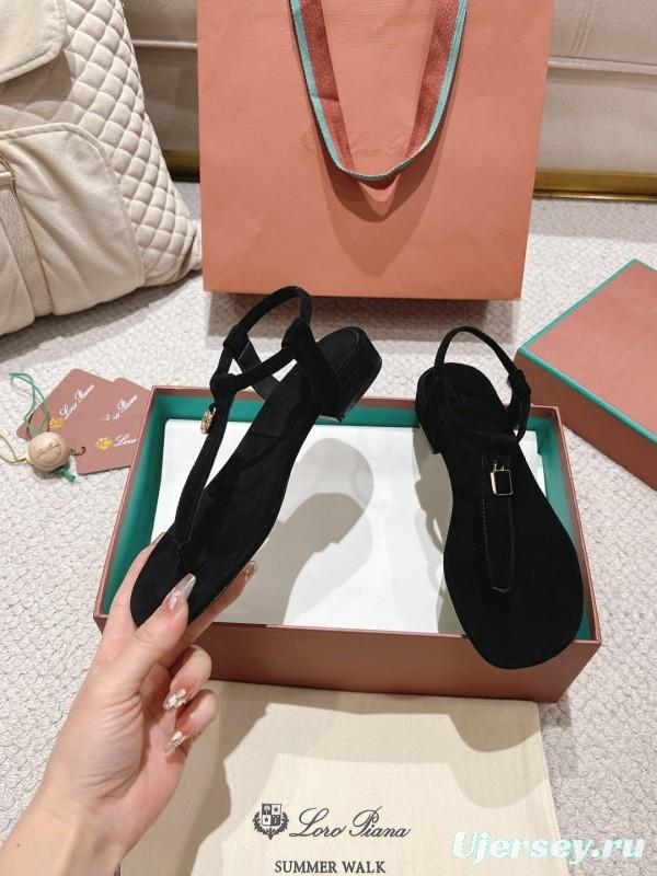 2025 Women Le Parmentier Black Suede Sandals