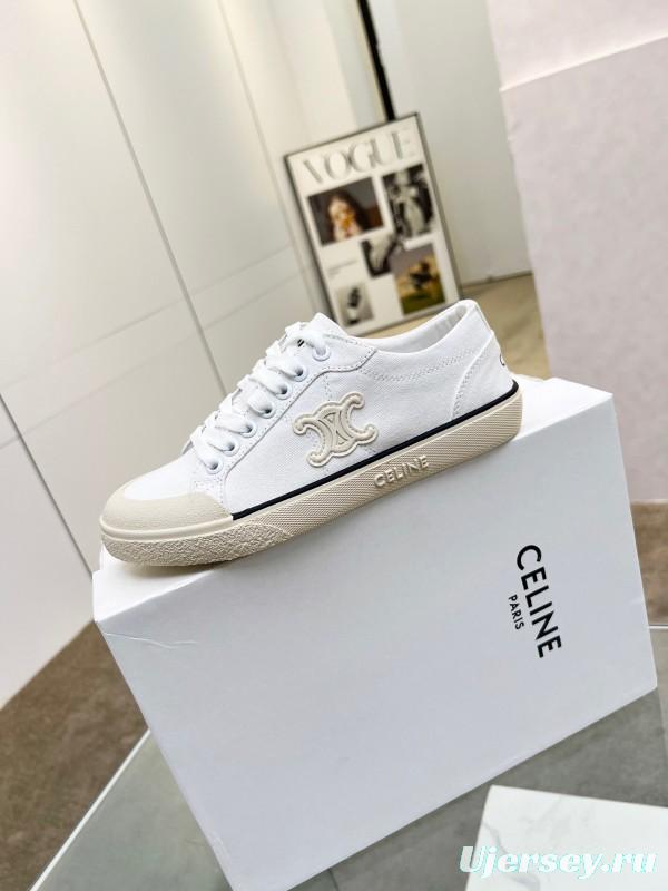 2025 Women Celine White Canvas Sneakers LY00210