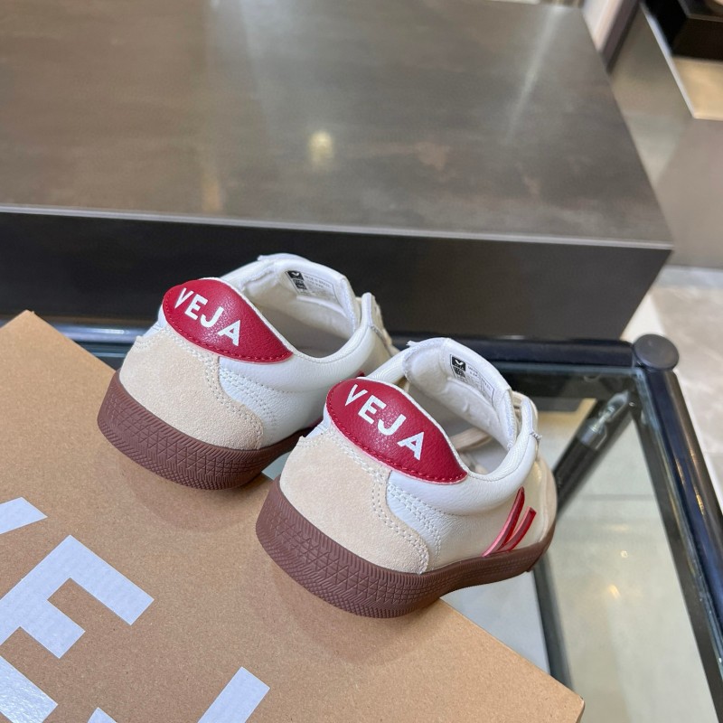2025 Women VEJA White Red Suede Leather Low Top Sneakers