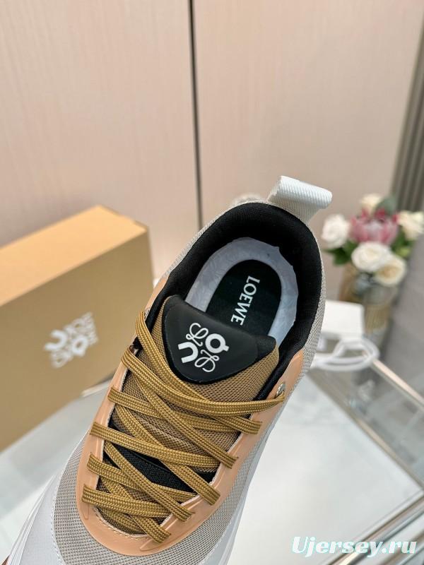 2025 Women Loewe Beige White Mesh Sneakers
