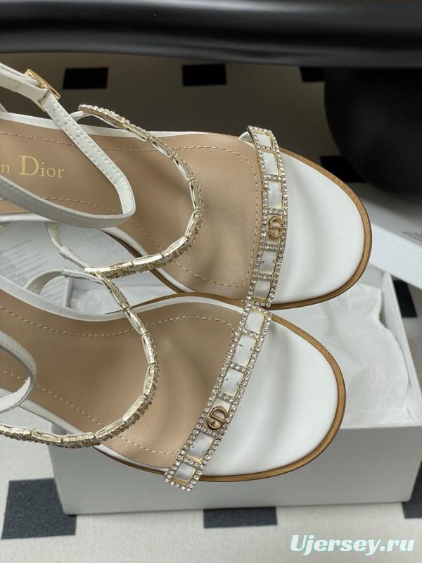 Dior D-lssime Heeled Sandals with Crystal Embellishments and Cross Straps - 2025SS