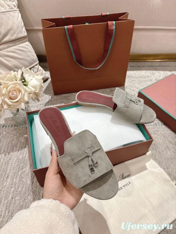 2025 Women LP Brown Suede Slippers LY00370