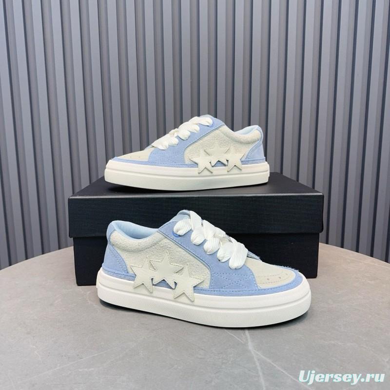 2024 Unisex Amiri Blue White Canvas Suede Sneakers MJ00300