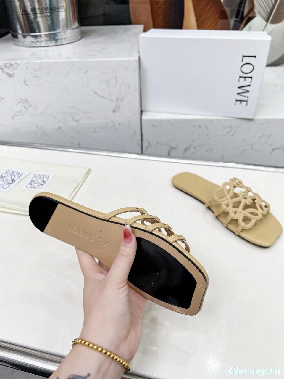2025 Loewe Beige Leather Slippers