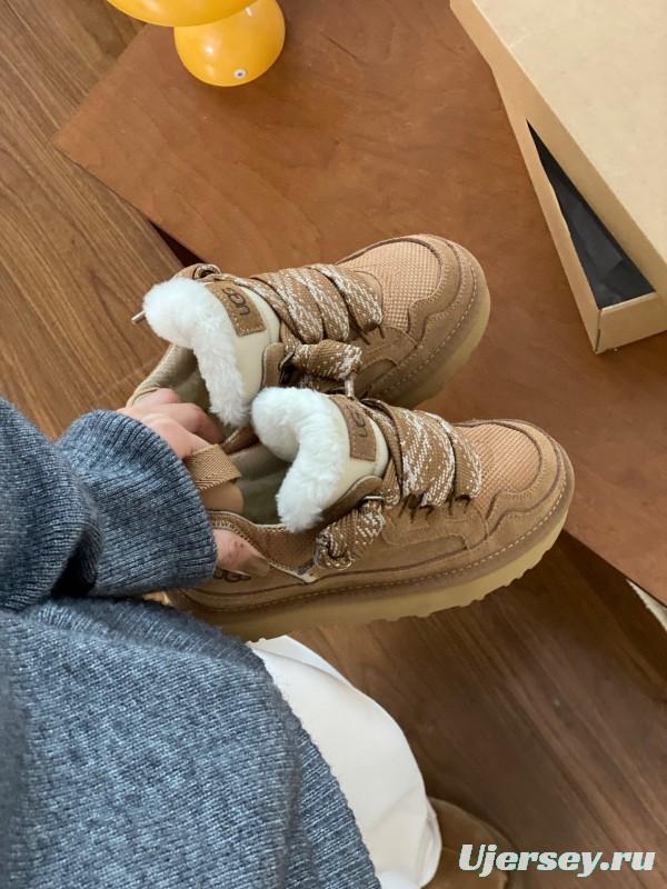 2024 Kids UGG Beige Suede Sheepskin Sneaker