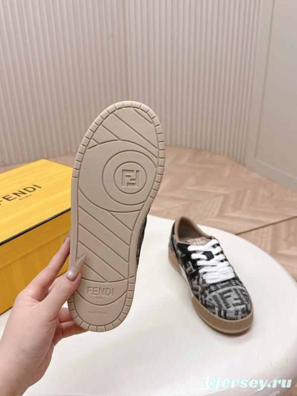 2025 Unisex Fendi Black Grey Brown Leather Fabric Plimsolls FD Match LY00350(F)/LY00360(M)