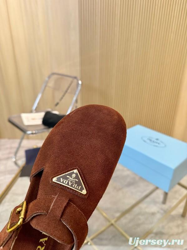 2025 Women Prada Brown Suede Sandal LY00280