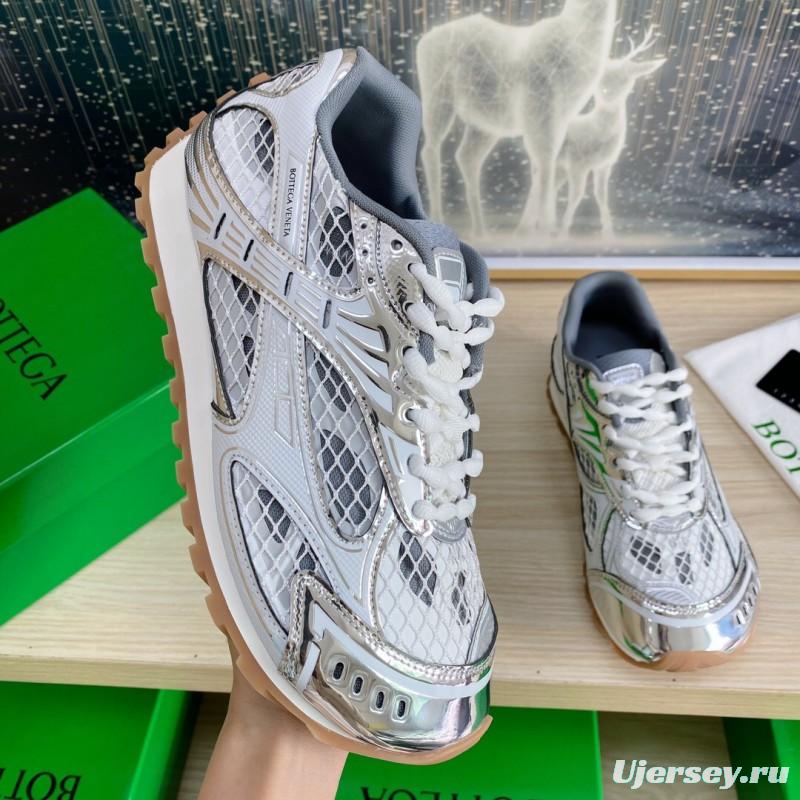 2025 Unisex Bottega Veneta Silver Mesh TPU Runner Sneakers Lightweight Geometric LY00310