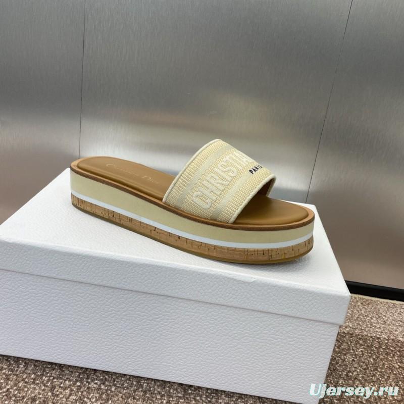 2025 Slippers Dior Beige Canvas Slippers