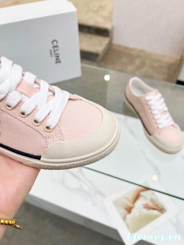 2025 Women Celine Pink Canvas Sneakers LY00210
