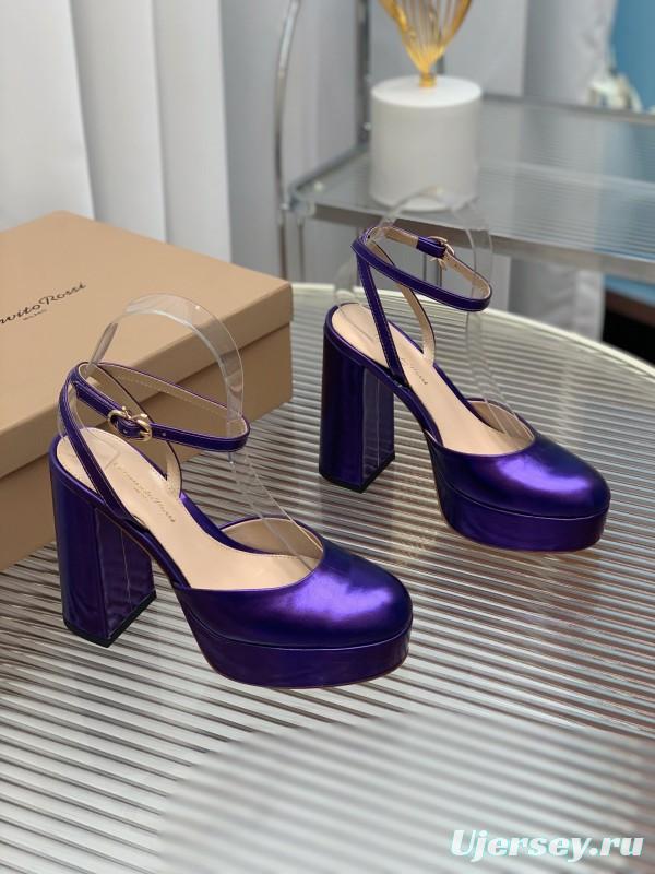 2025 Women Gianvito Rossi Purple Patent Leather High Heel Sandals
