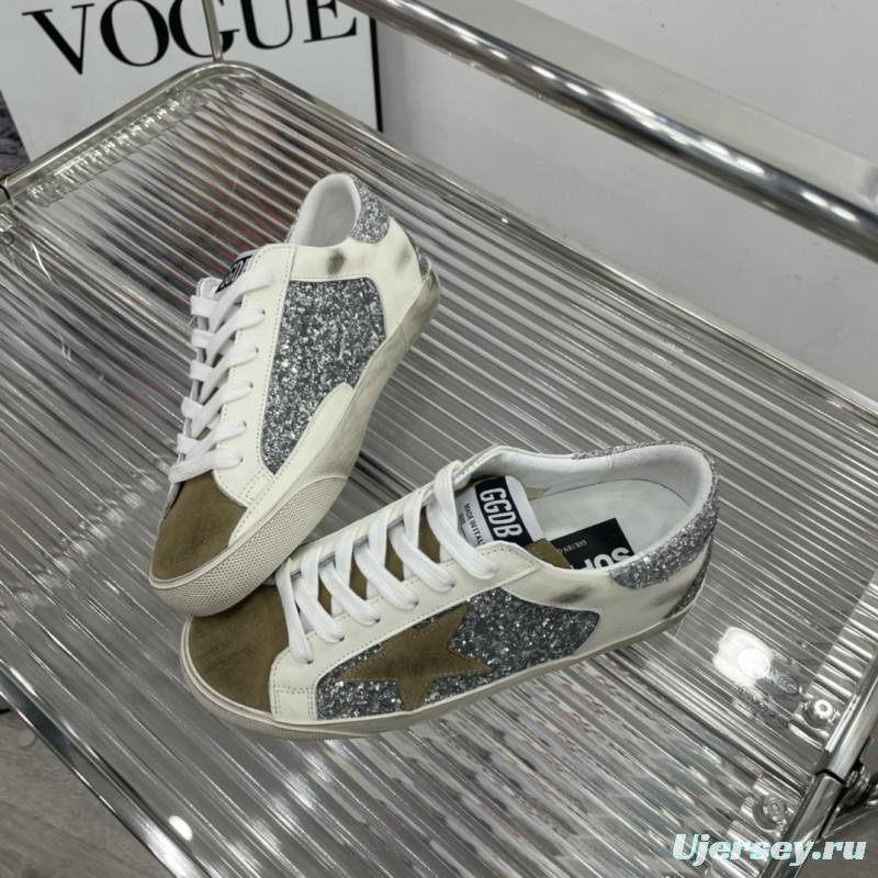 2025 Women GGDB Silver White Suede Leather Sneakers