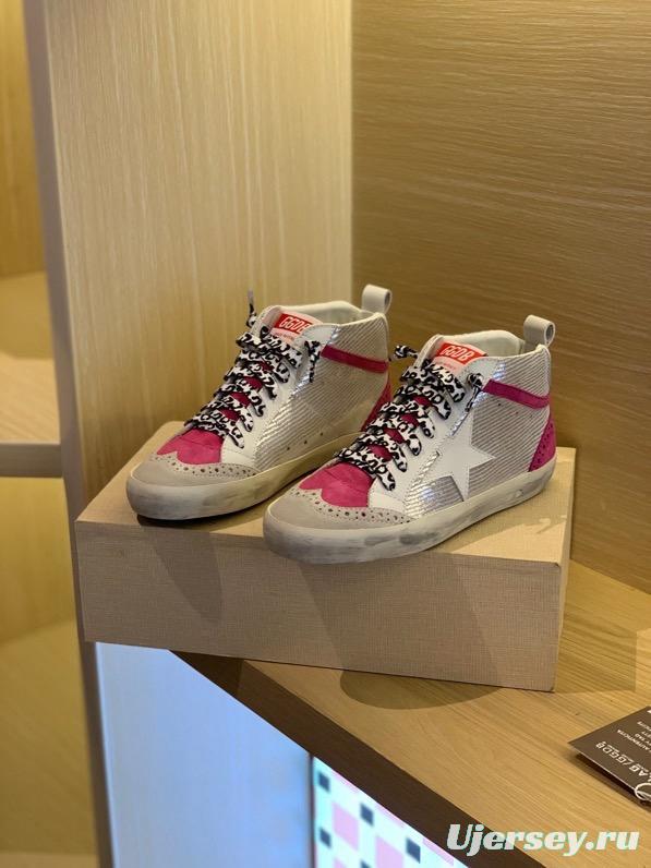 2024 Unisex GGDB White Pink Leather Suede High Top Sneakers MJ00300