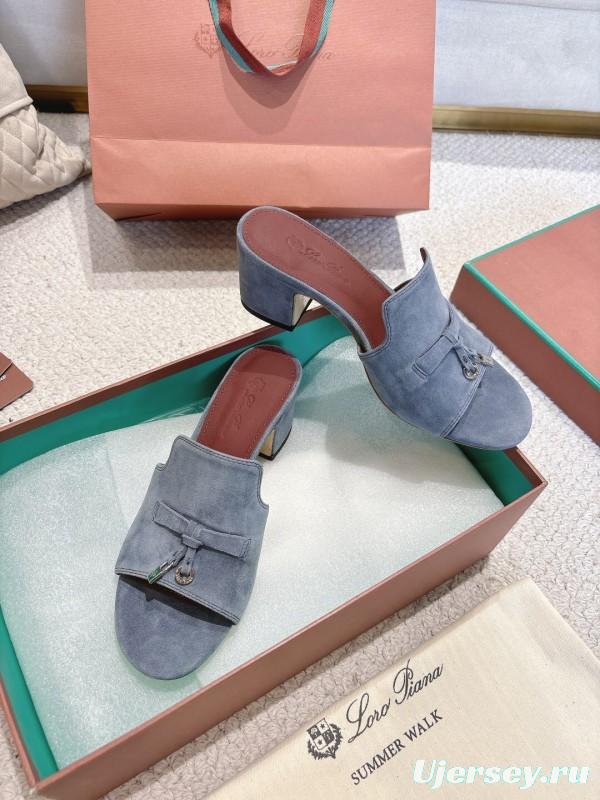 2025 Women LP Blue Suede Sandals