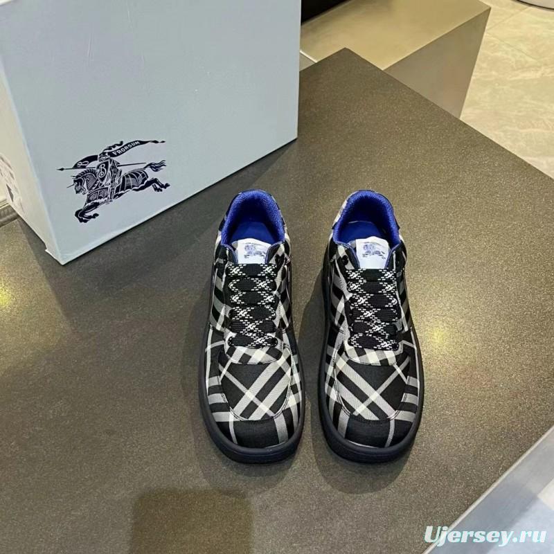 2024 Unisex Burberry Black White Nylon Sneakers