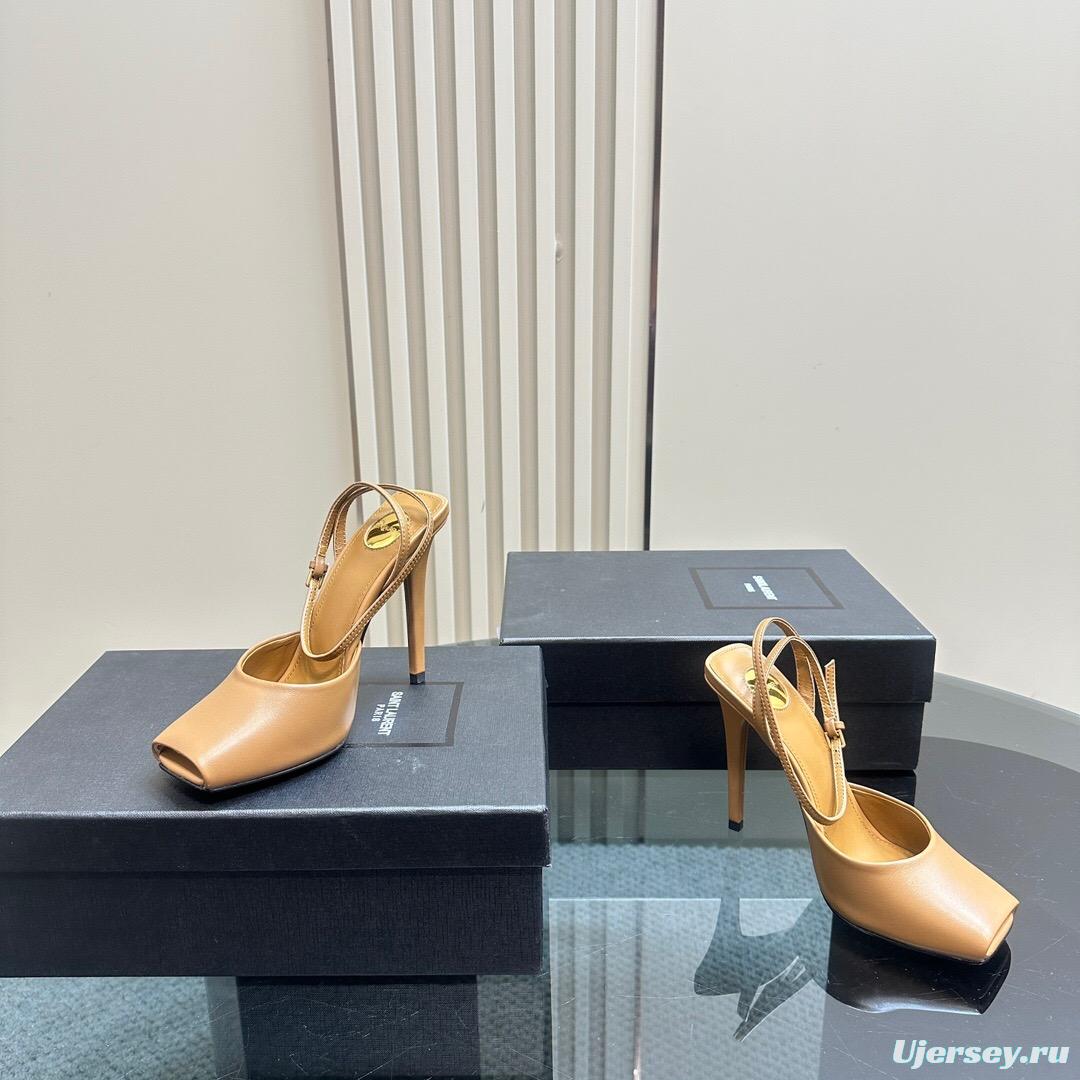 2025 Women Yves Saint Laurent Tan Calf Leather Heels KFY00280