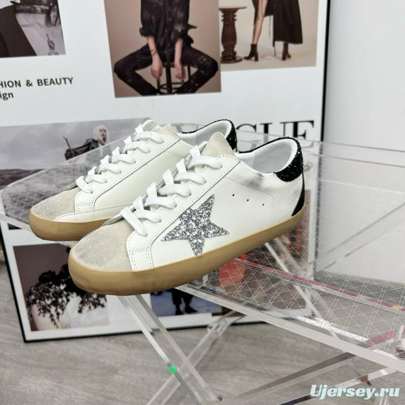 2025 Women GGDB White Black Silver Leather Suede Sneakers