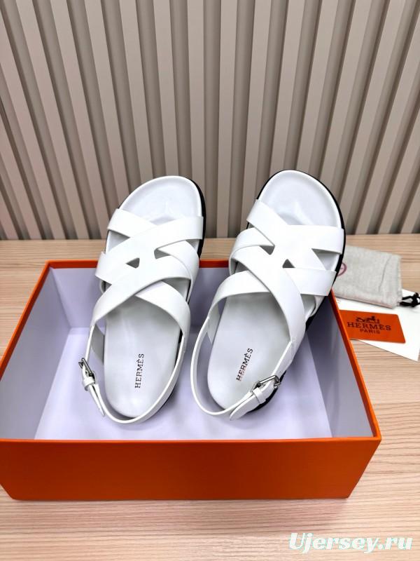 2025 Slippers Hermès White Leather Sandals LY00270