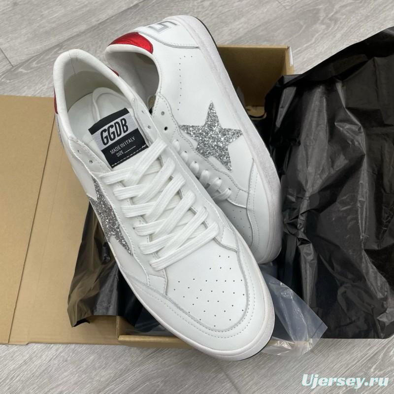 2024 Unisex GGDB White Silver Glitter Leather Sneakers MJ00260