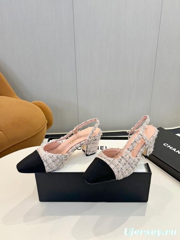 2025 Women Chanel Beige Black Tweed Leather Ballet Flats LY00240