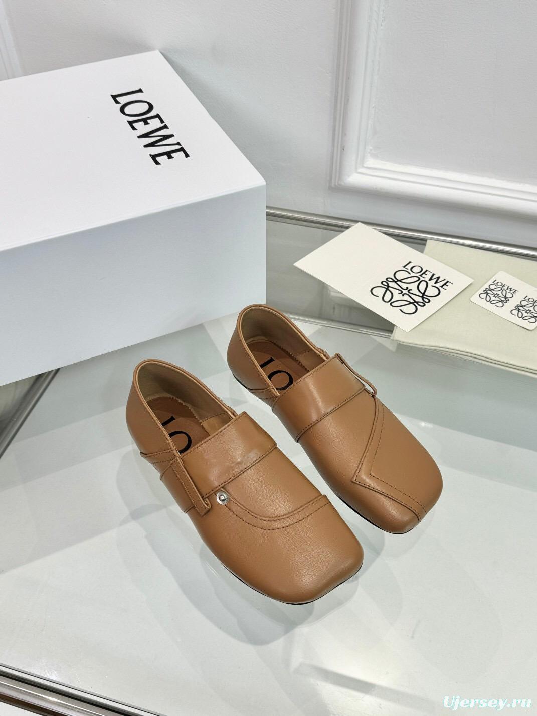 2025 Women Loewe Brown Leather Loafers LY00291
