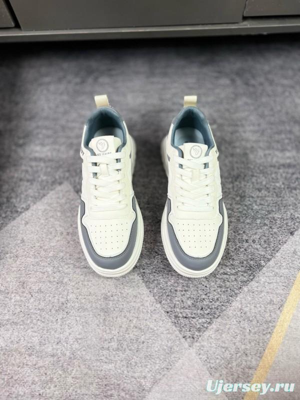 2024 Unisex Burberry White Grey Leather Casual Shoes MJ00251