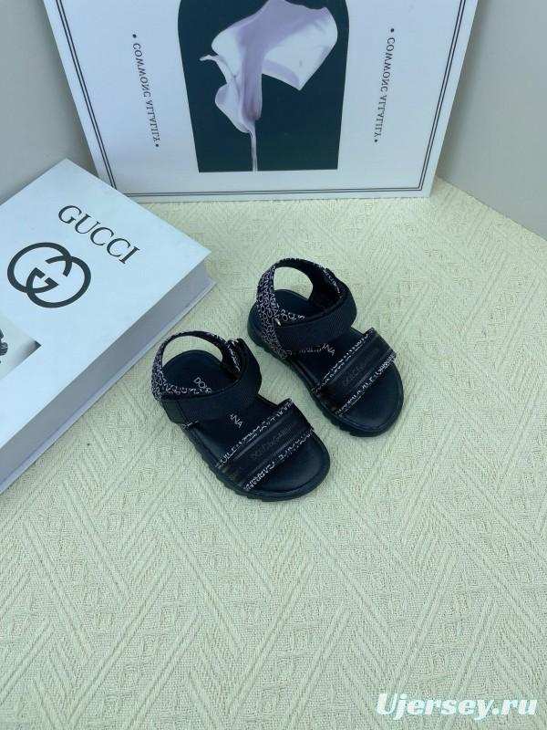 2025 Kids Dolce & Gabbana White Black Purple Leather Sandals