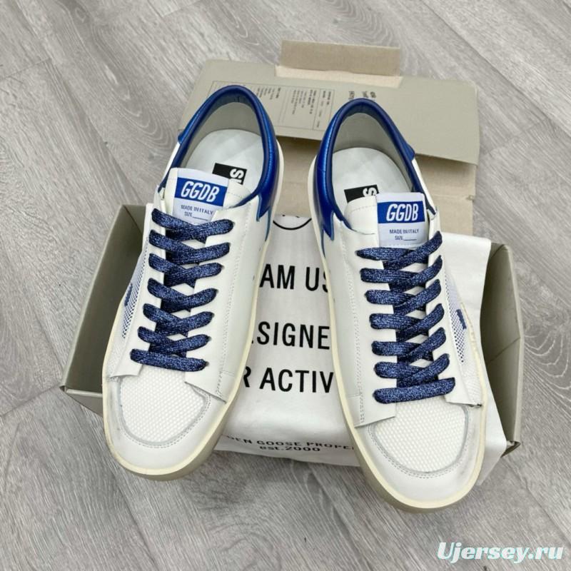 2024 Unisex GGDB White Blue Leather Sneakers STARDAN