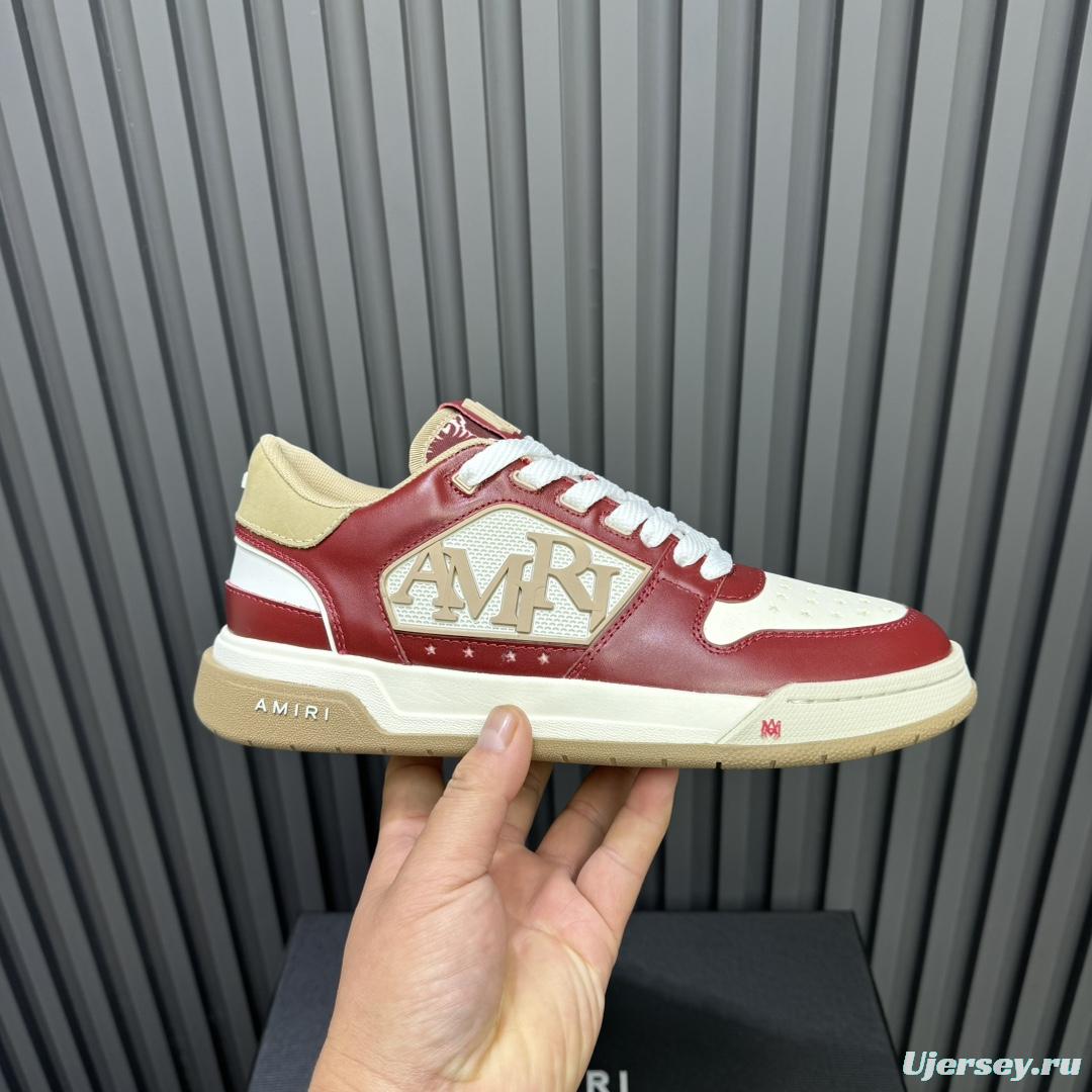 2025 Unisex Amiri Red White Beige Leather Sneakers MJ00360