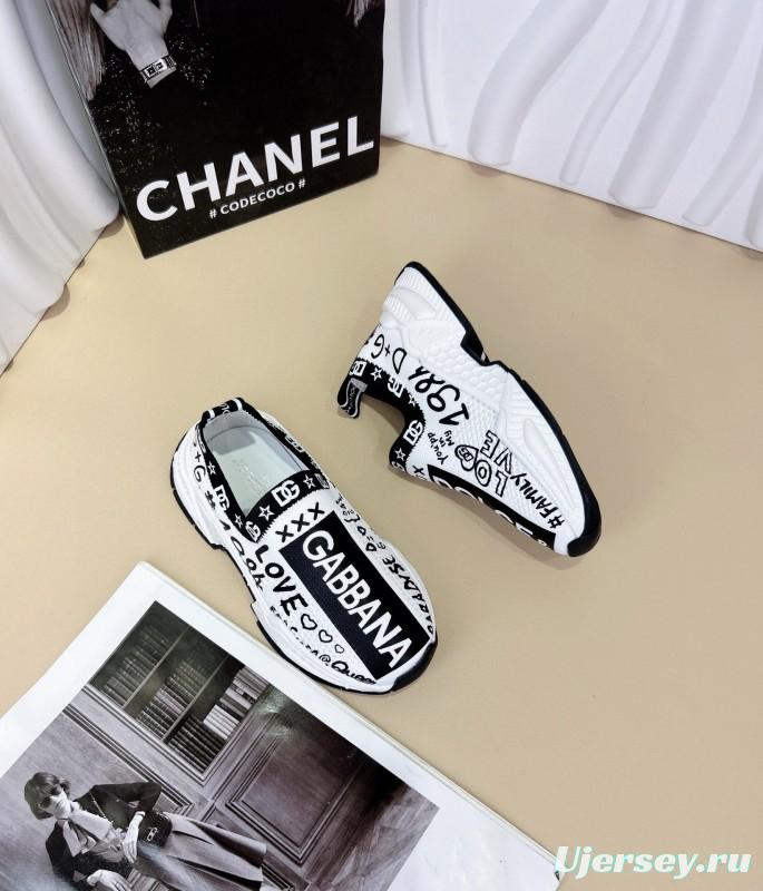 2024 Kids Dolce & Gabbana Pink Black White Yellow Fabric Sneakers