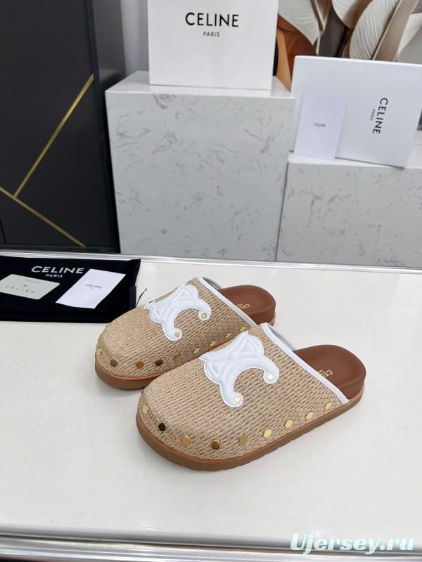 2025 CELINE Beige Leather Slippers LY00241