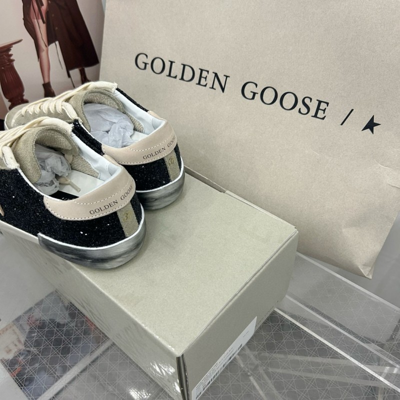 2025 Women GGDB Black Glitter Suede Leather Sneakers MJ00260