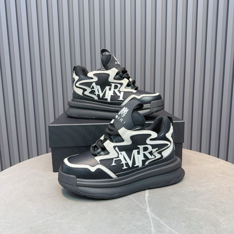2024 Unisex Amiri Black White Mesh Leather Sneakers MJ00410