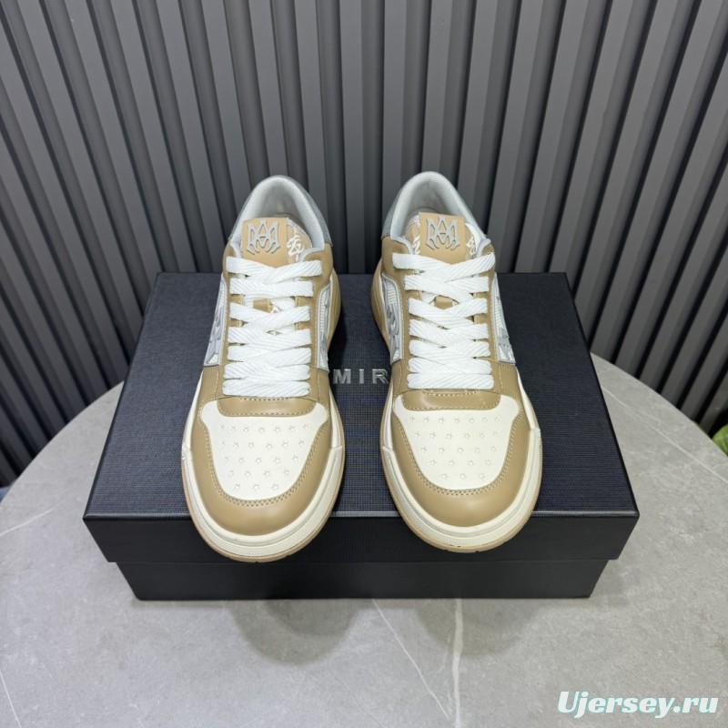 2025 Unisex Amiri Beige White Leather Sneakers MJ00360